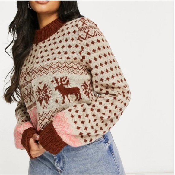 Free People Snow Globe Fair Isle Alpaca Wool Pullover Sweater - Picture 5 of 16
